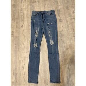 Shein Skinny‎ Jeans S Small Distressed Denim Stretch Blue Women